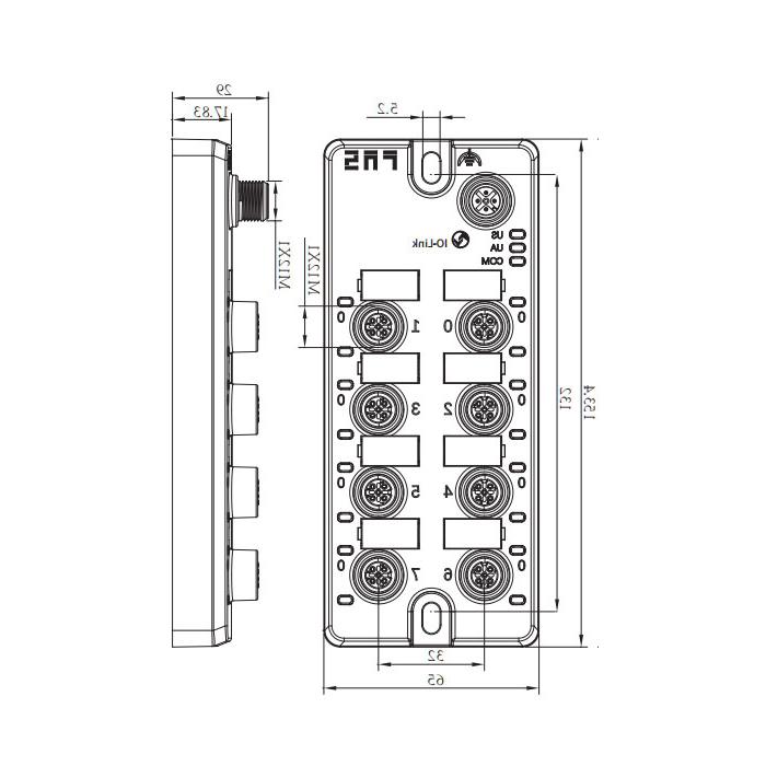 M12 interface, IO-Link Hub, PNP, 16DI/DO configurable, standard module, 00BG01