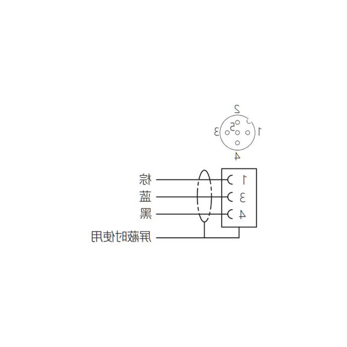 M12 3Pin, female head 90°, single-end precast cable, welding slag resistant PUR material, orange sheath, 64T003-XXX